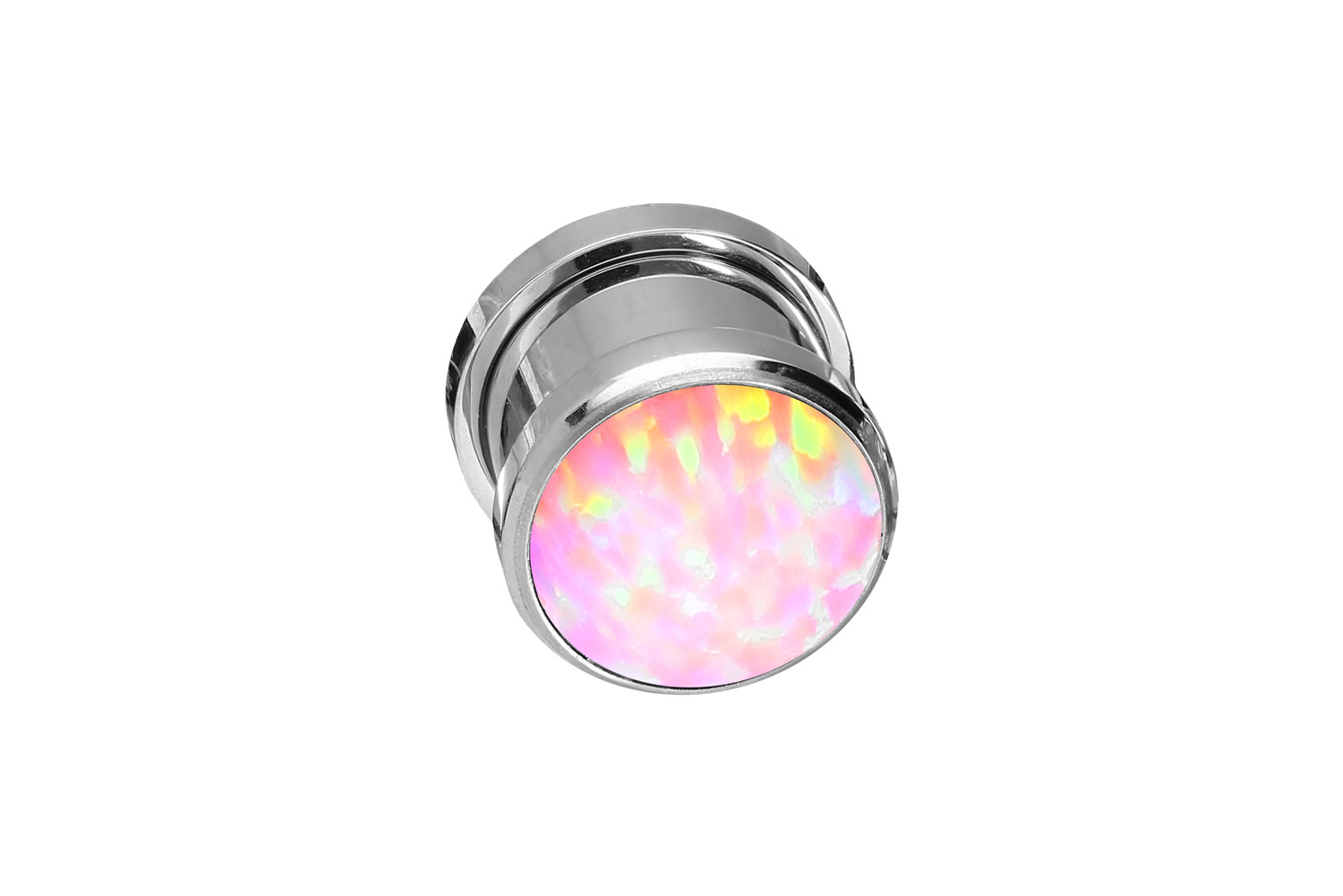 Chirurgenstahl Plug SYNTHETISCHER OPAL ++SALE++ von Piercingline